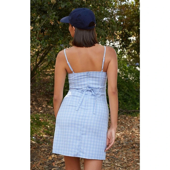 BRANDY MELVILLE John Galt Blue Plaid Colleen Mini Dress - Picture 2 of 9